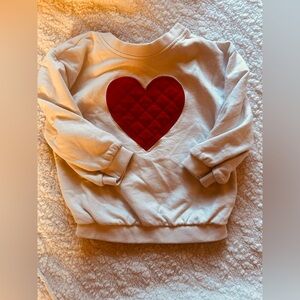 Cat & Jack Ivory Sweater with Quilted Red Heart